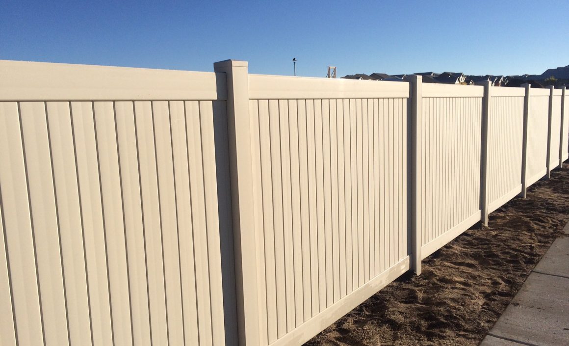 Tan Vinyl Privacy Fence