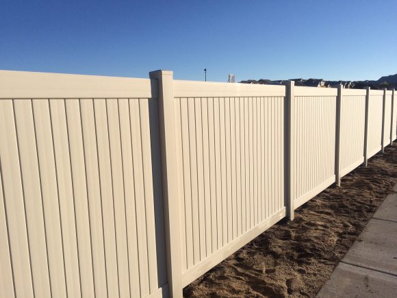 Tan Vinyl Privacy Fence